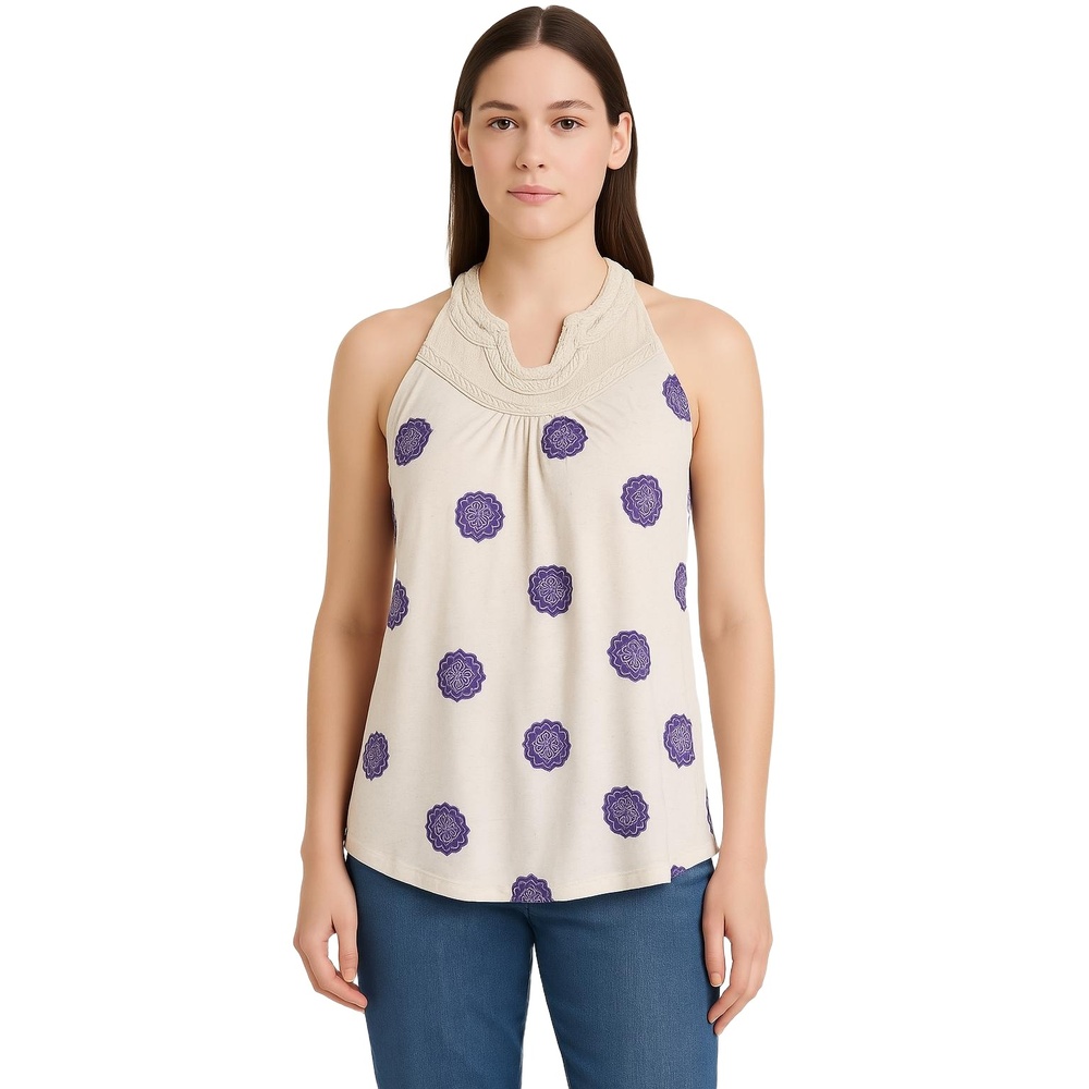 LUCKY BRAND Purple Floral Sleeveless Boho Chic Top Womens Medium